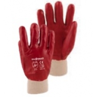 Red PVC Medium Weight Gloves Short